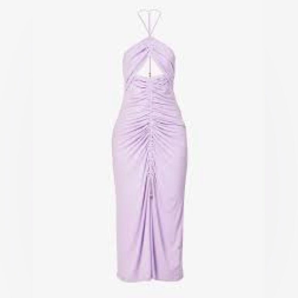 Rumer Revolve NWT 100% Linen Estelle Purple Lilac Halter Maxi Dress Size XS - Picture 7 of 8
